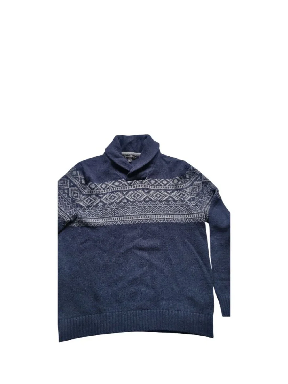 Banana Republic Factory navy blue knit paired gray Fair Isle pattern Size XL
